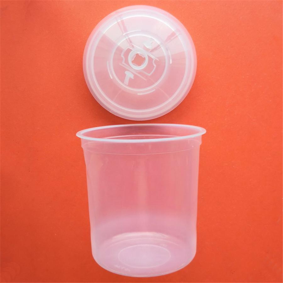 22oz Disposable Paint Cup Kit Hard Cup&Collar For Spray Gun Type H/O Adapter