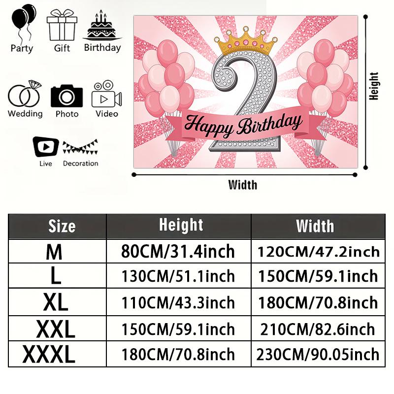 Party Backdrop Birthday Crown Pink Photo Booth Background Front Door Decor