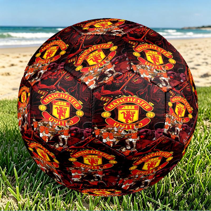Manchester United F.C Print Size 5 Soccer Ball, PU Wear Resistant Football for Match Training and Daily Practice, Birthday Gift for Soccer Fans