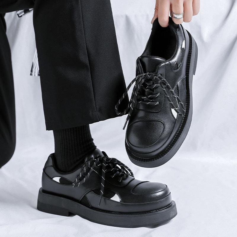 2024 spring and summer casual fashion versatile men's leather shoes niche youth big head leather shoes new 60710-R