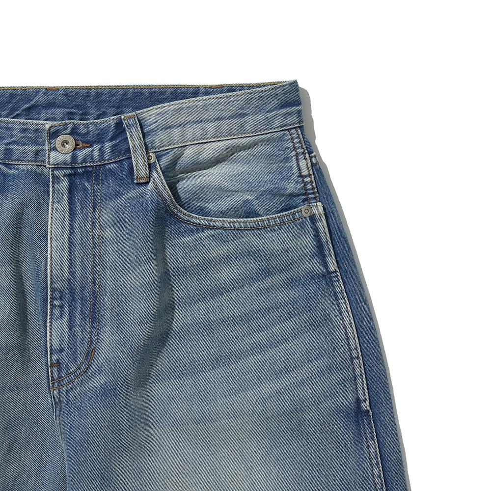 HISHANDER Washed 5P Wide Denim Pants [Light Wash]