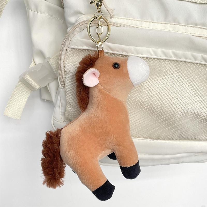 Cute Realistic Horse Plush Toy Keychain Backpack Accessory Couple Gift 13cm Short Plush