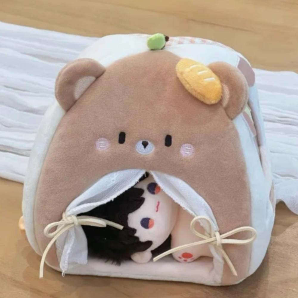 

Pretend Play 10cm Cotton Doll Tent Bed Miniature Princess Castle Doll Tent Dollhouse Accessories Little bear