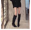 Wide Tube Big Tube Circumference Black Stacking Boots Women's Spring and Autumn 2025 New Pointed High Heel Boots Thin Heel High Boots
