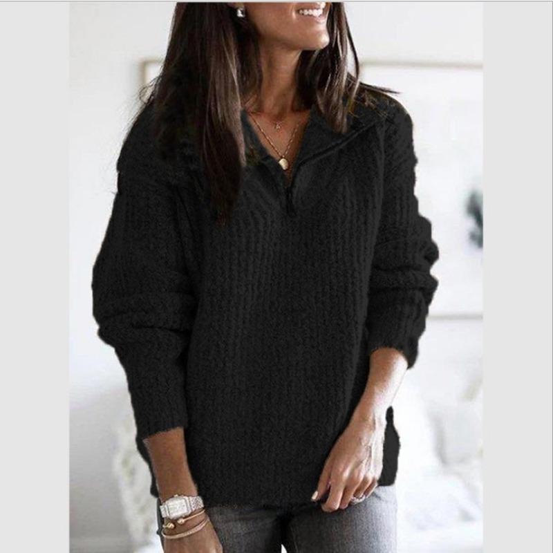 Dámské oblečení Evropské Americké Podzim Zima Svetr přes hlavu na zip s dlouhým rukávem Pulovry Bunda pro ženy