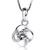 Korean Style Silver Necklace: Diamond-Inlaid Flower Pendant, Simple Clavicle Chain