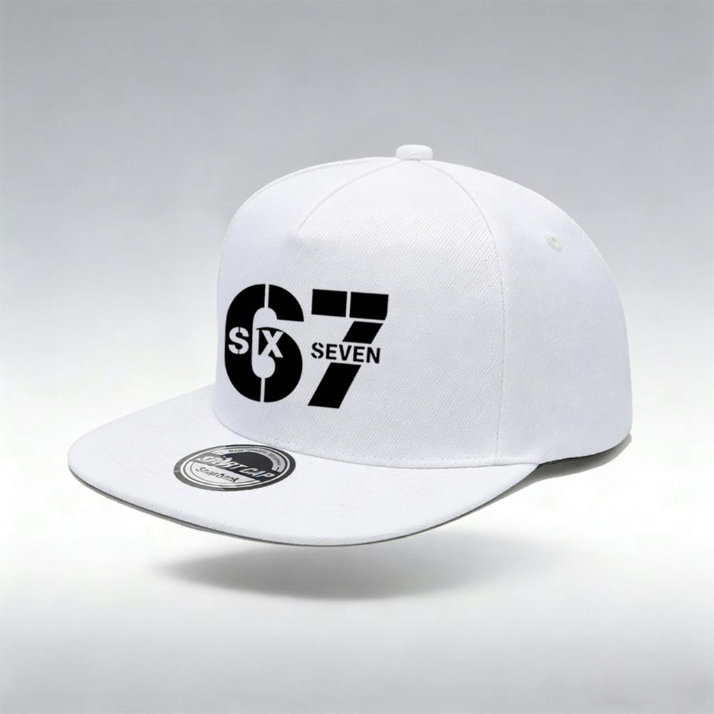 1/2 STKS Y2K 67 Platte Rand Hoed, SIX SEVEN Geometrisch Print, Ademend, Streetwear Esthetiek Pet