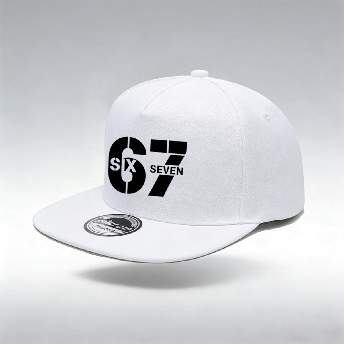 1/2 Stuks Y2K 67 Platte Klep Hoed, Zes Zeven Geometrisch Print, Ademend, Streetwear Esthetische Pet white