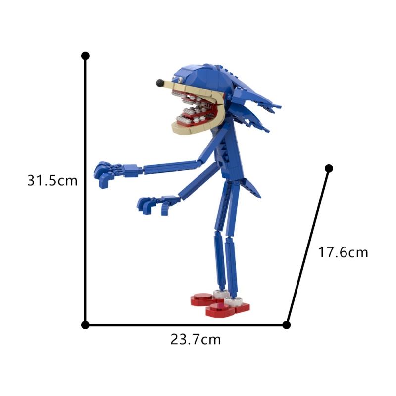 MOC Animated Character Sonices Model Building Blocks Horror Sinful Hedgehog Action Figure Assembling Bricks Toy Halloween Gift