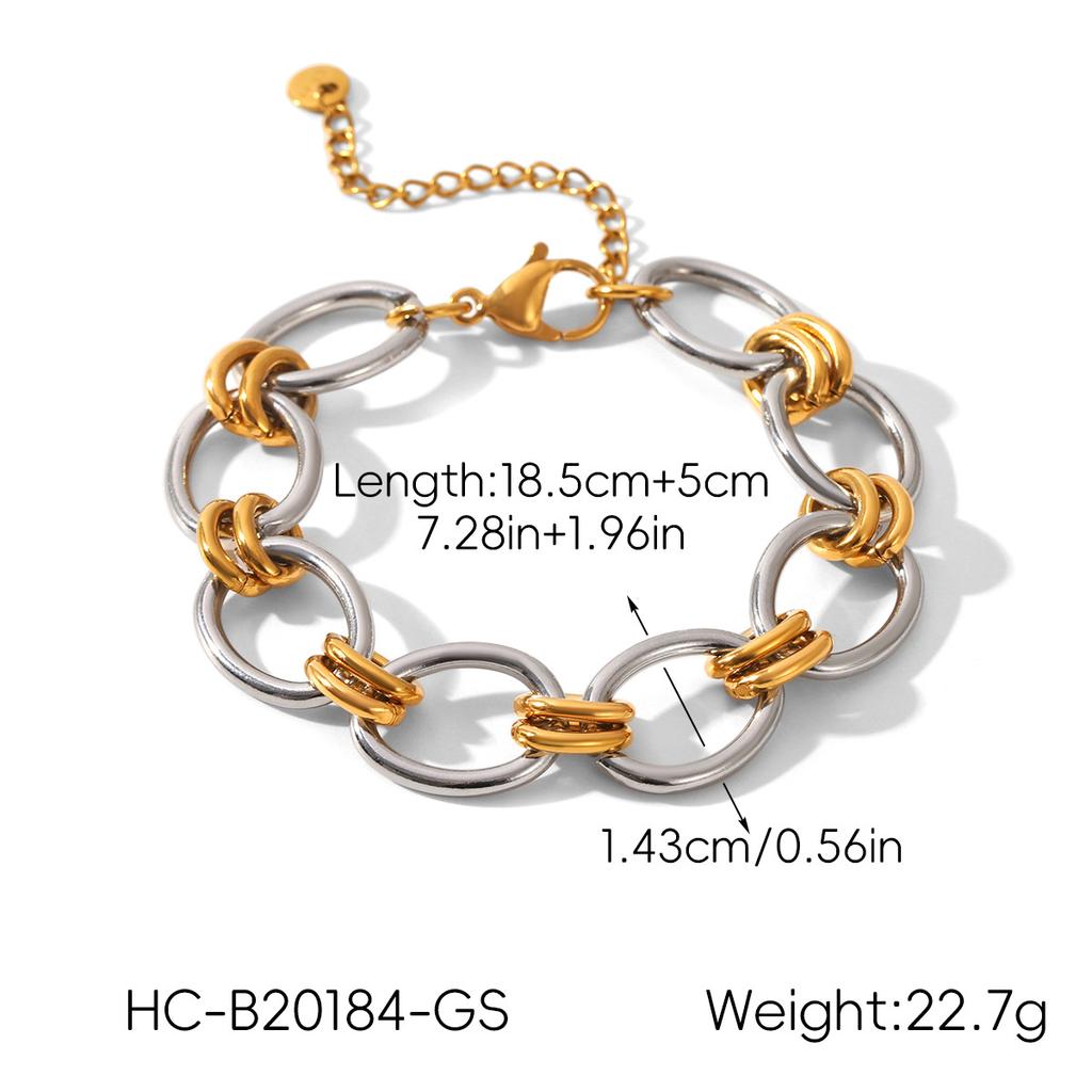 Gold and silver color-block bracelet, light luxury minimalist hand jewelry, premium titanium steel bracelet accessory