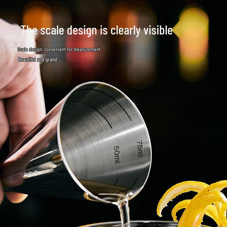 Double-Headed Stainless Steel 304 Gold Ring Jigger with Scaled Measuring Cup for Cocktails