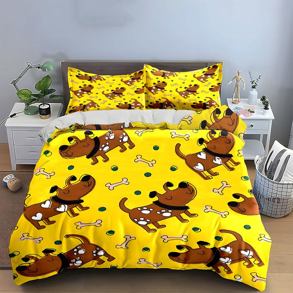 Dog Print Three-Piece Set Multiple Sizes Kid'S And Adults' Bedroom Exquisite 3Pc Bedding Set, Gift