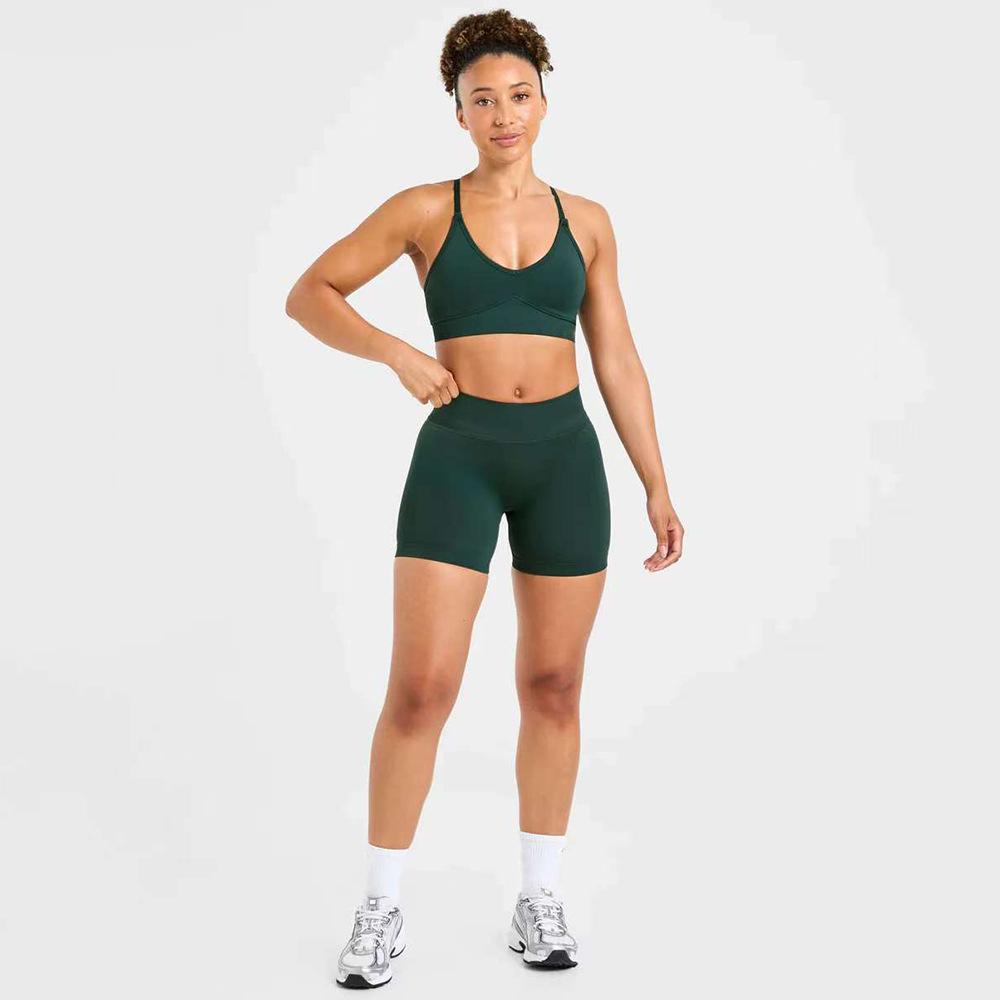 

Женский ударопрочный спортивный бюстгальтер - Бесшовный, формирующий фигуру, с перекрестной спинкой для бега и фитнеса Extra Small