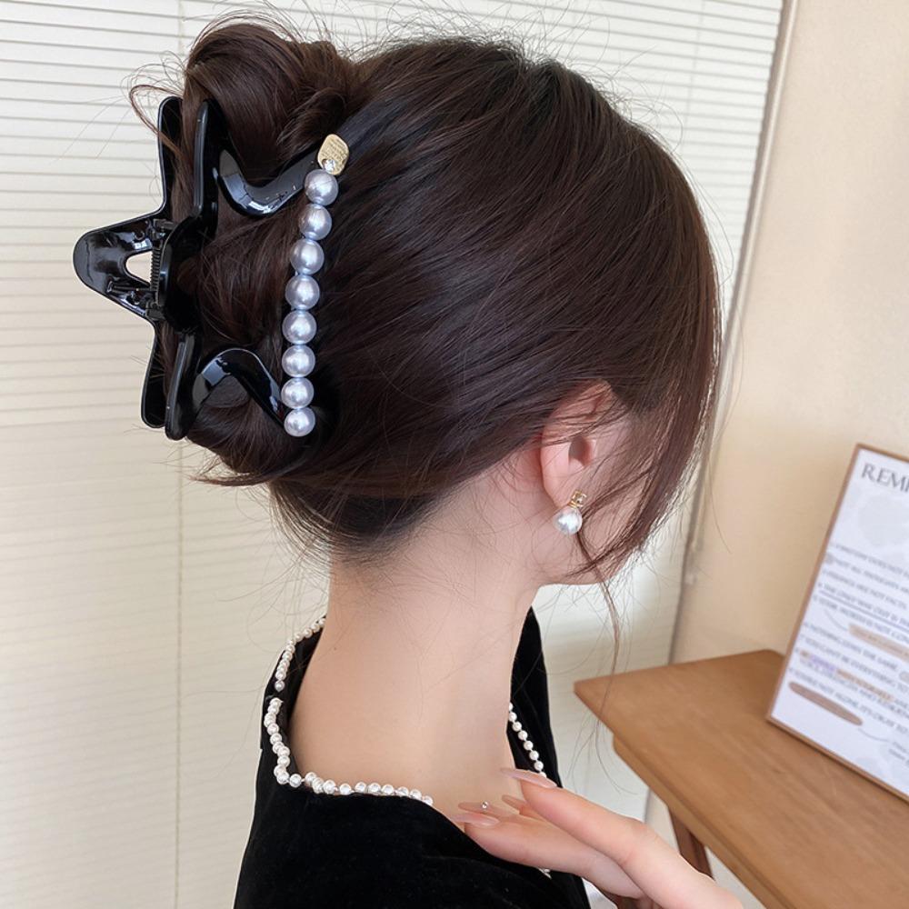 

Black Grey Star Pearl Hair Claws Five-Pointed Star Star Pearl Hair Clips Girls Gift