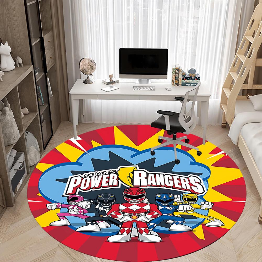 1pc Power Rangers Office Round Area Rug, Indoor Mat Suitable For Office, Under Office Chairs Bedroom Living Room Home Decor, Room Deco