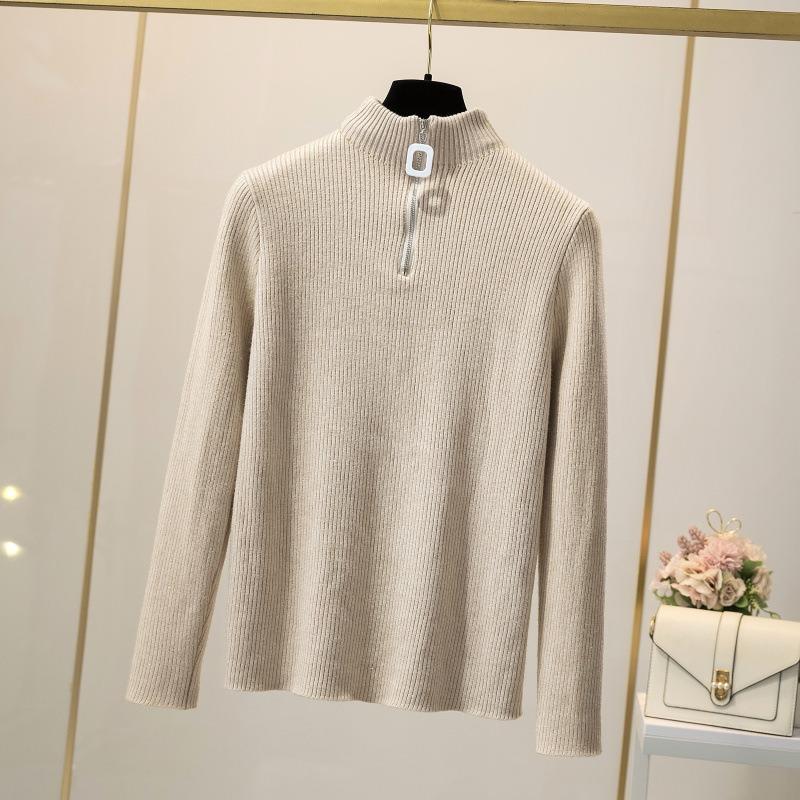 Top Half Turtleneck Pit Strip Andy Fleece Sweater Women's Autumn and Winter New Women's Casual Half Zipper Warm Knitted Sweater