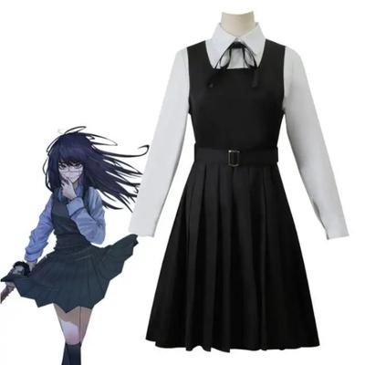 Anime Testere Adam Cosplay Mitaka Asa Kostüm Elbise Siyah Kırmızı Kravat Kadın Üniforma Cadılar Bayramı Kıyafetleri