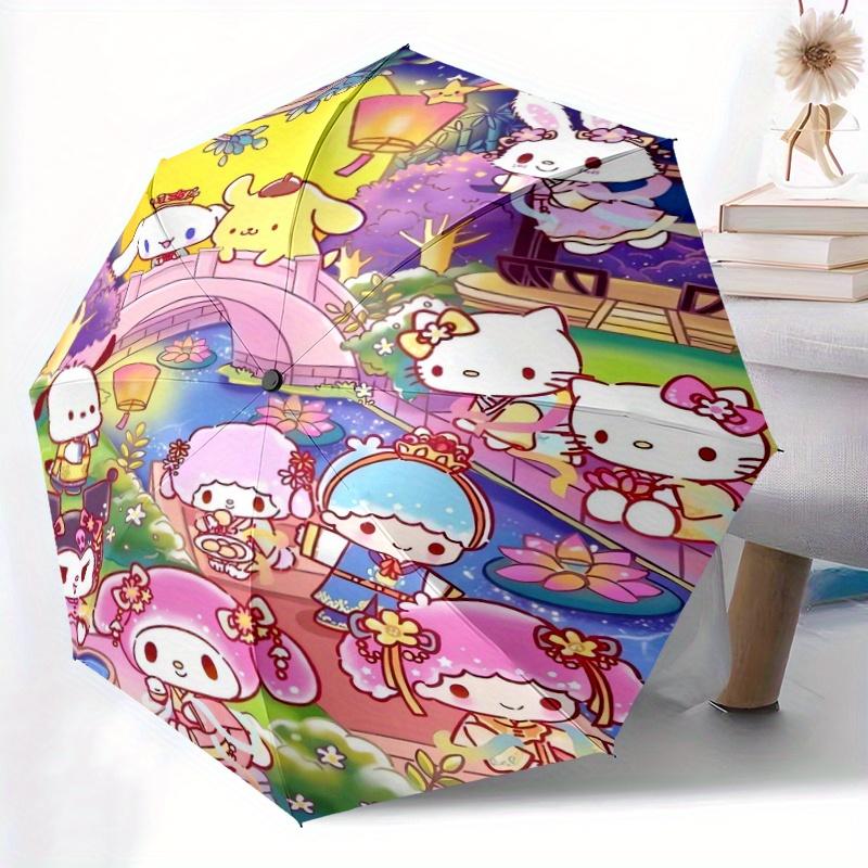Sanrio's Mid-Autumn Festival Automatic Folding Umbrella - 3 Folding Design, Vivid Cartoon Pattern, Suitable for Outdoor Activities, A Gift for Fans In