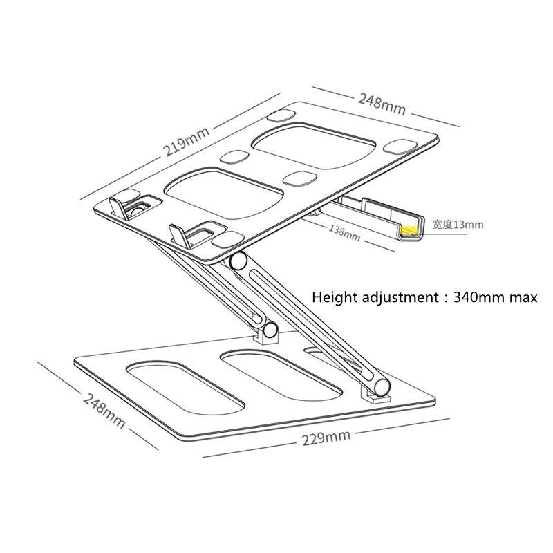 Oatsbasf Desktop Projector Holder Stand Multi-angle Height Adjustable Metal Foldable Laptop Stand Universal Projector Brackets