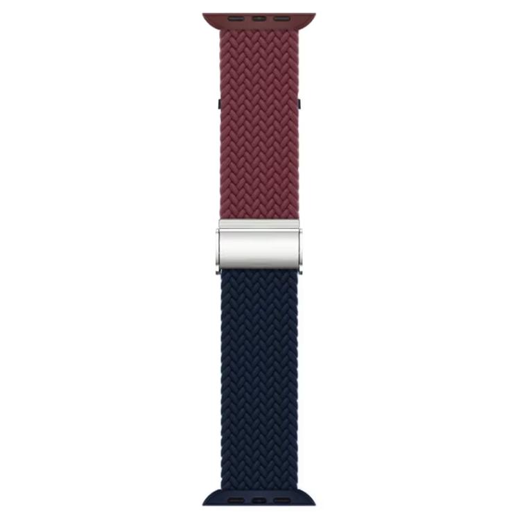 Bracelet de montre tressé en nylon avec boucle et détails de couture, Bracelet de rechange réglable pour Apple Watch 38‑49 mm