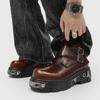 Men's High-top Boots American Retro Old Rock Short Boot Punk Style Big Head Men's Platform Boots Fad Belt Buckle Leather Boots