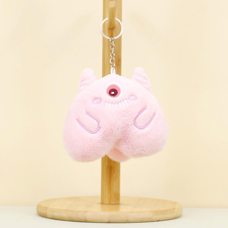 Adorable Monster Plush Keychain Soft Cotton Stuffed Animal Bag Charm In Pink