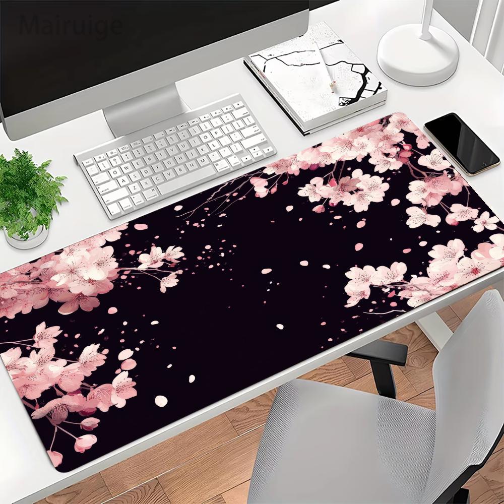 Cherry Blossoms Large Gaming Mousepad Laptop Accessory Office Rug Carpet Desk Decorating Xxl Mouse Mat Pc Decor Desk Mat Large