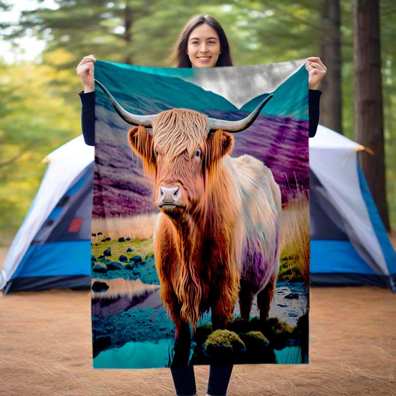 1pc Animals: Rabbit, Cat, Pattern Blanket, All Season Lightweight Home Office Outdoor Nap Multifunctional Blanket