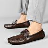 Crocodile Pattern Beanie Shoes Lazy Driving Shoes British Casual Men's Leather Shoes Genuine Leather Cowhide