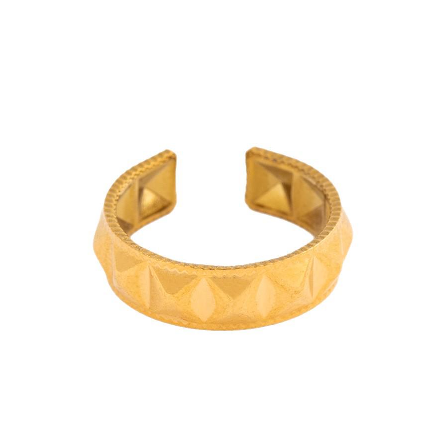 Vintage Geometric Stainless Steel Open Ring: Colorfast Titanium Steel Index Finger Ring for Women