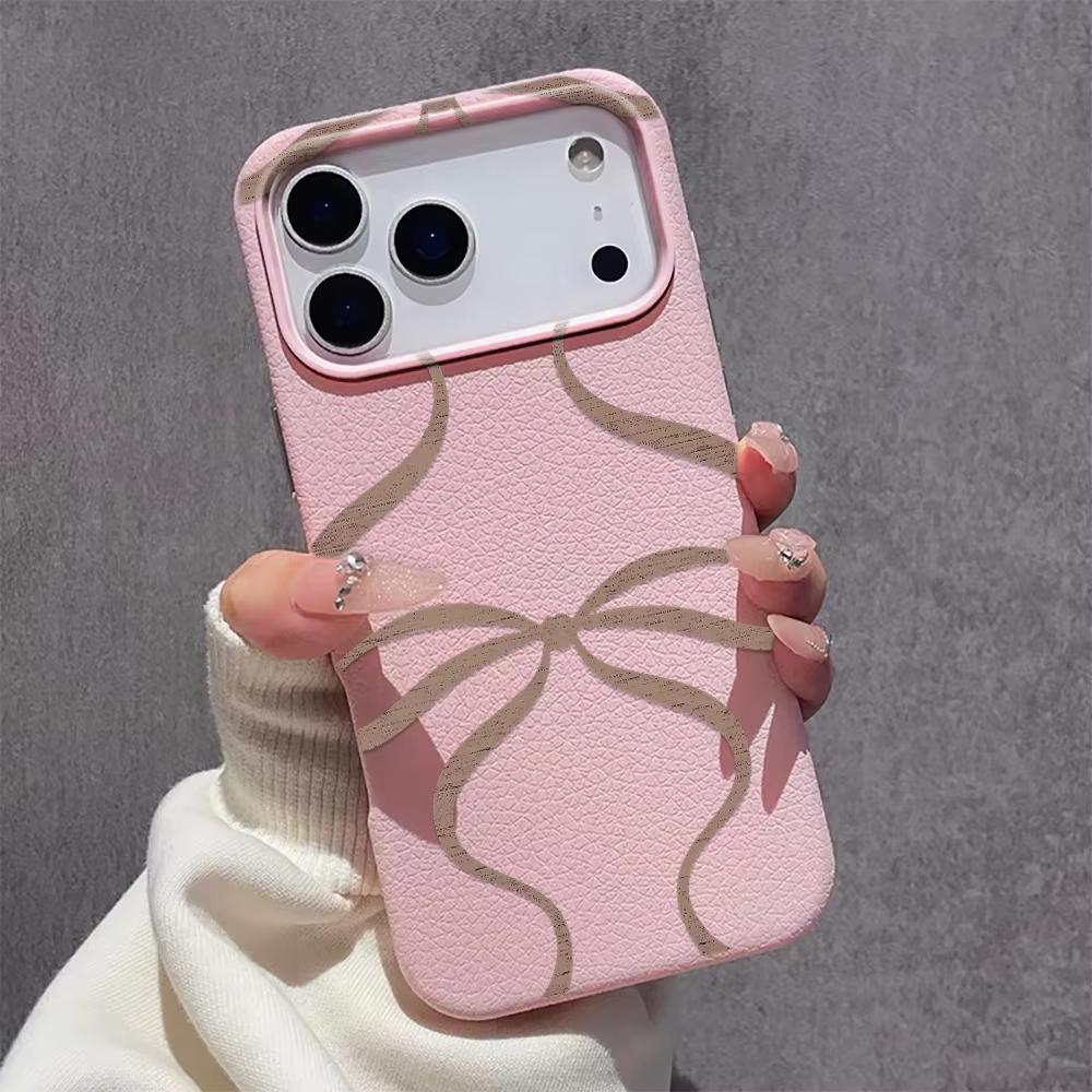 Brown Bow Fashion Ins Pattern Phone Case For iPhone 17 Pro Max 11 12 13 14 15 16 Pro 17 Air 15 14 Plus X XS XR Soft Cover
