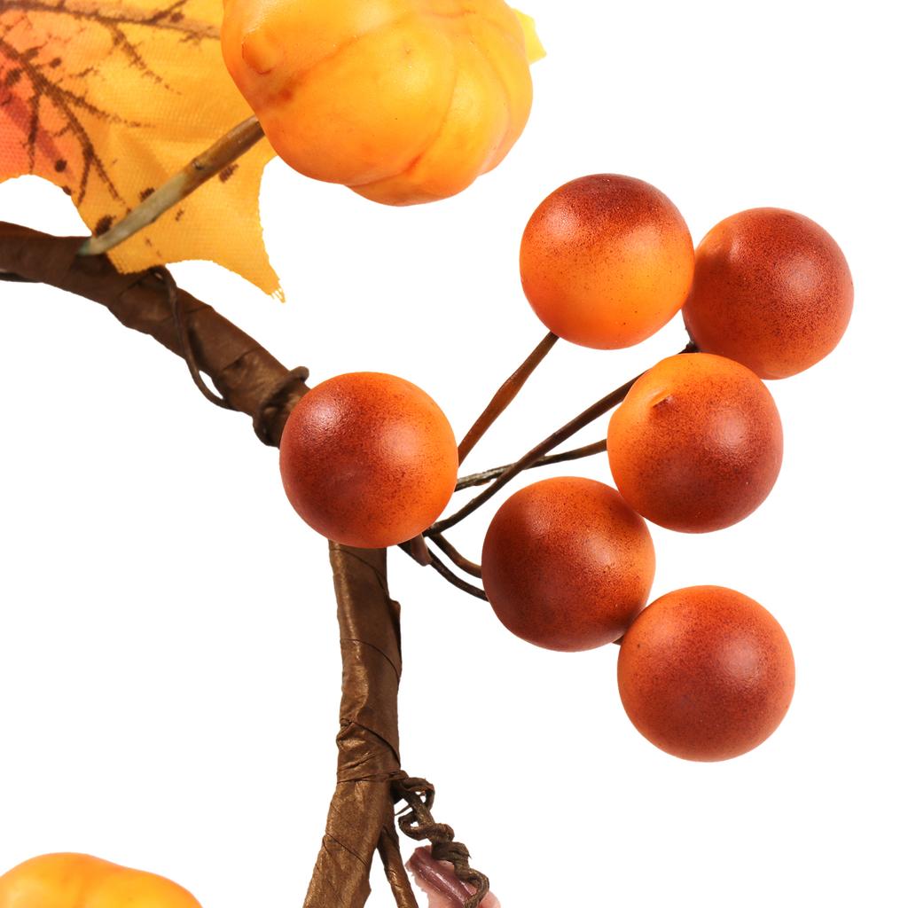 Fall Candle Rings Wreaths Decorative Candle Rings with Artificial Leaves Pumpkin Berries