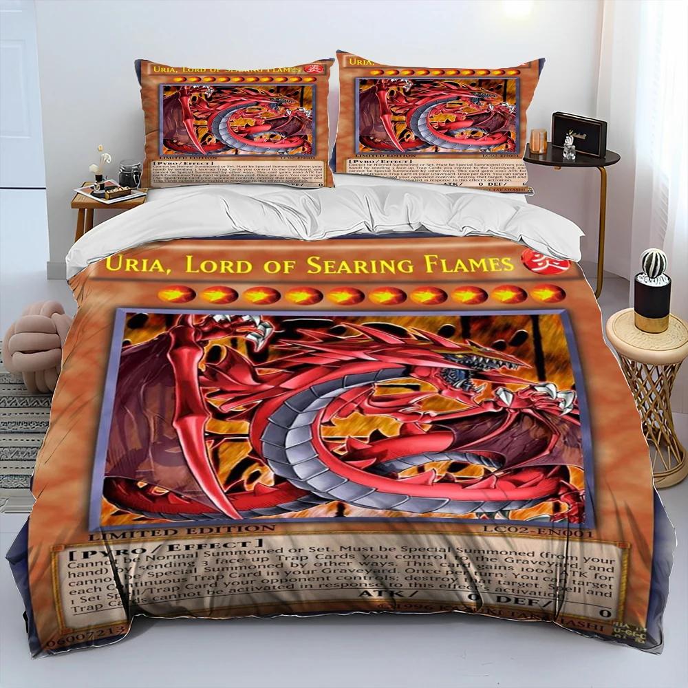 3D Yu-Gi-Oh MONSTER CARD Anime Comforter Bedding Set,Duvet Cover Bed Set Quilt Cover Pillowcase,king Queen Size Bedding Set Boys