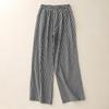 2025 Spring and Summer New Comfortable Drawstring Design Black and White Plaid Cotton and Linen Straight Pants Loose and Thin Lazy Style Floor Pants