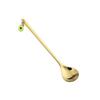 New Golden Fruit Pendant Spoon Stainless Steel Silver Coffee Spoon Dinnerware Stirring Spoon