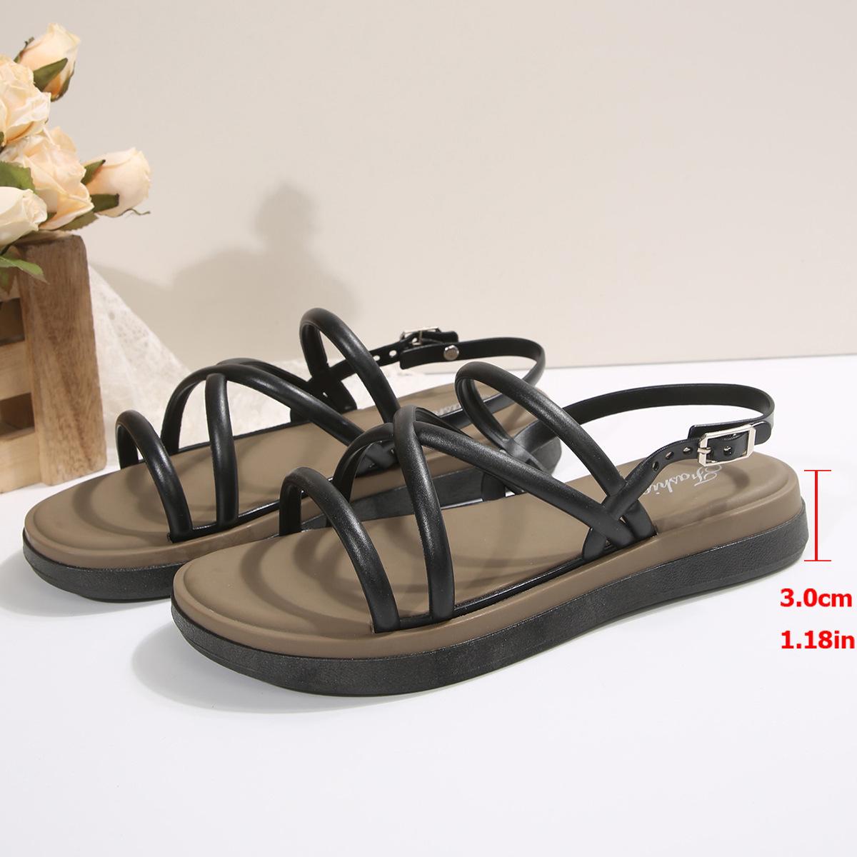 

2025 summer new flat shoes versatile open-toed beach sandals casual lightweight soft sole non-slip sandals women 36 чёрный