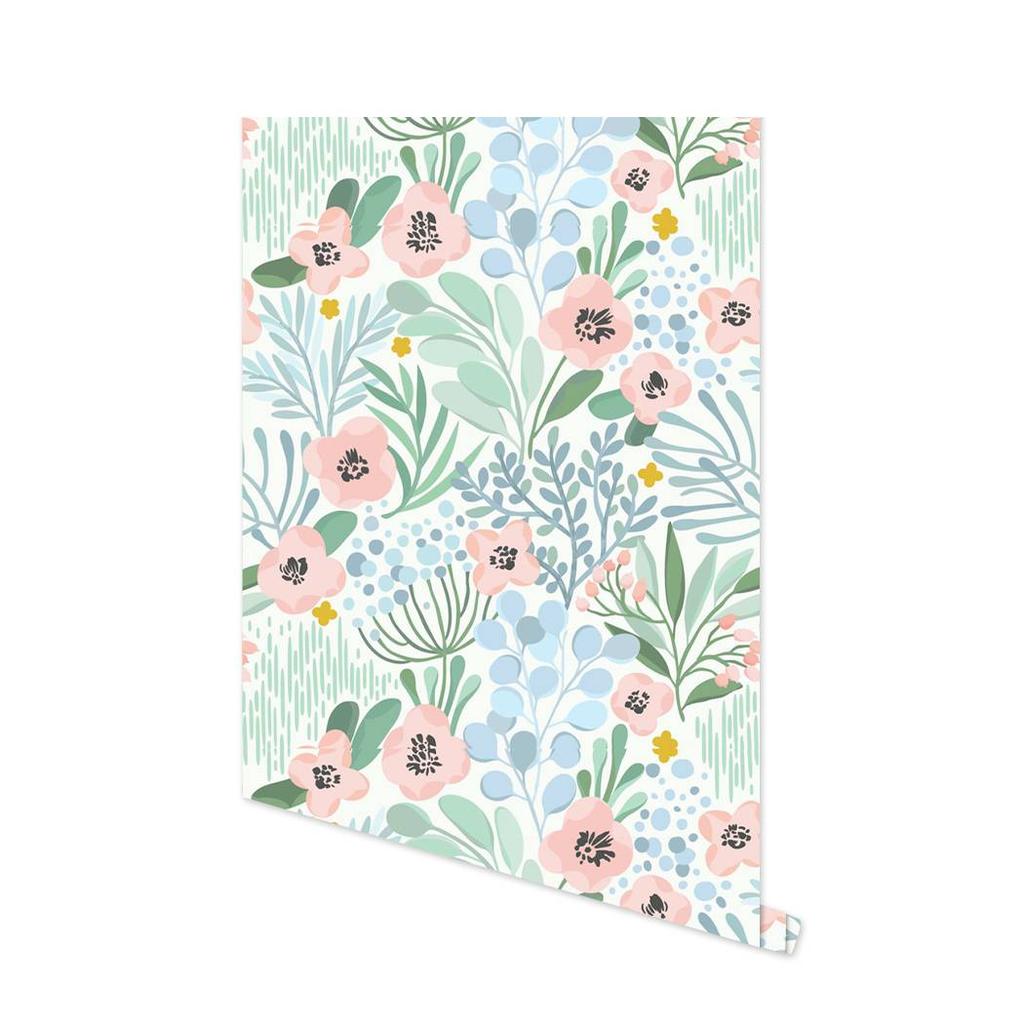 Pink Floral Peel and Stick Wallpaper Vinyl Leaf Self Adhesive Wallpaper Removable Waterproof Contact Paper for Cabinets Drawers