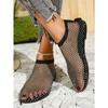 Women's Summer Fish Mouth Sandals Women's Lace Sexy Mesh Sandals Large Size Rhinestone Round Toe