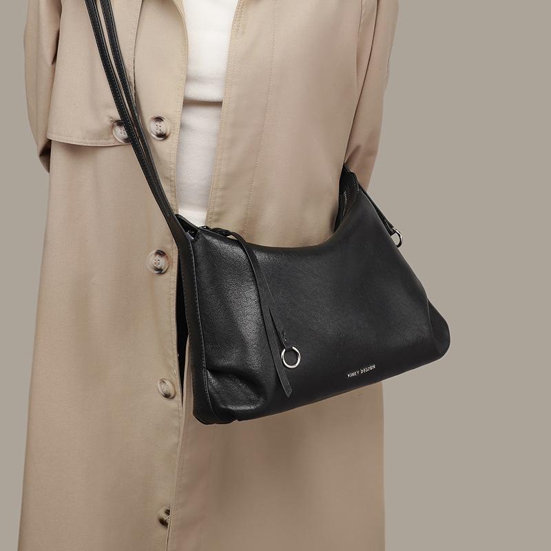 

Bag new women s bag autumn and winter leather shoulder armpit bag large capacity commuter messenger tote bag чёрный