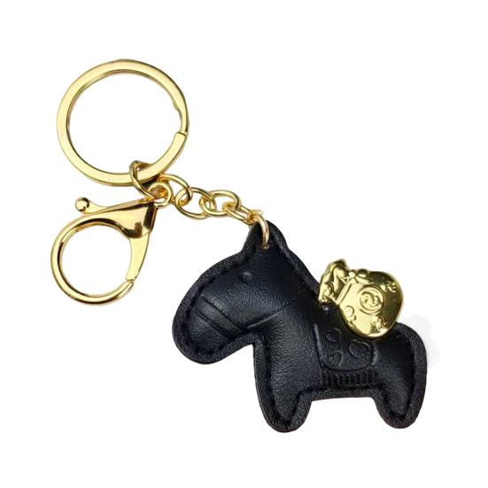 

Horse Bag Pendant Compact Mini Keychain Handmade Faux Leather Horse Charm Handbags чёрный