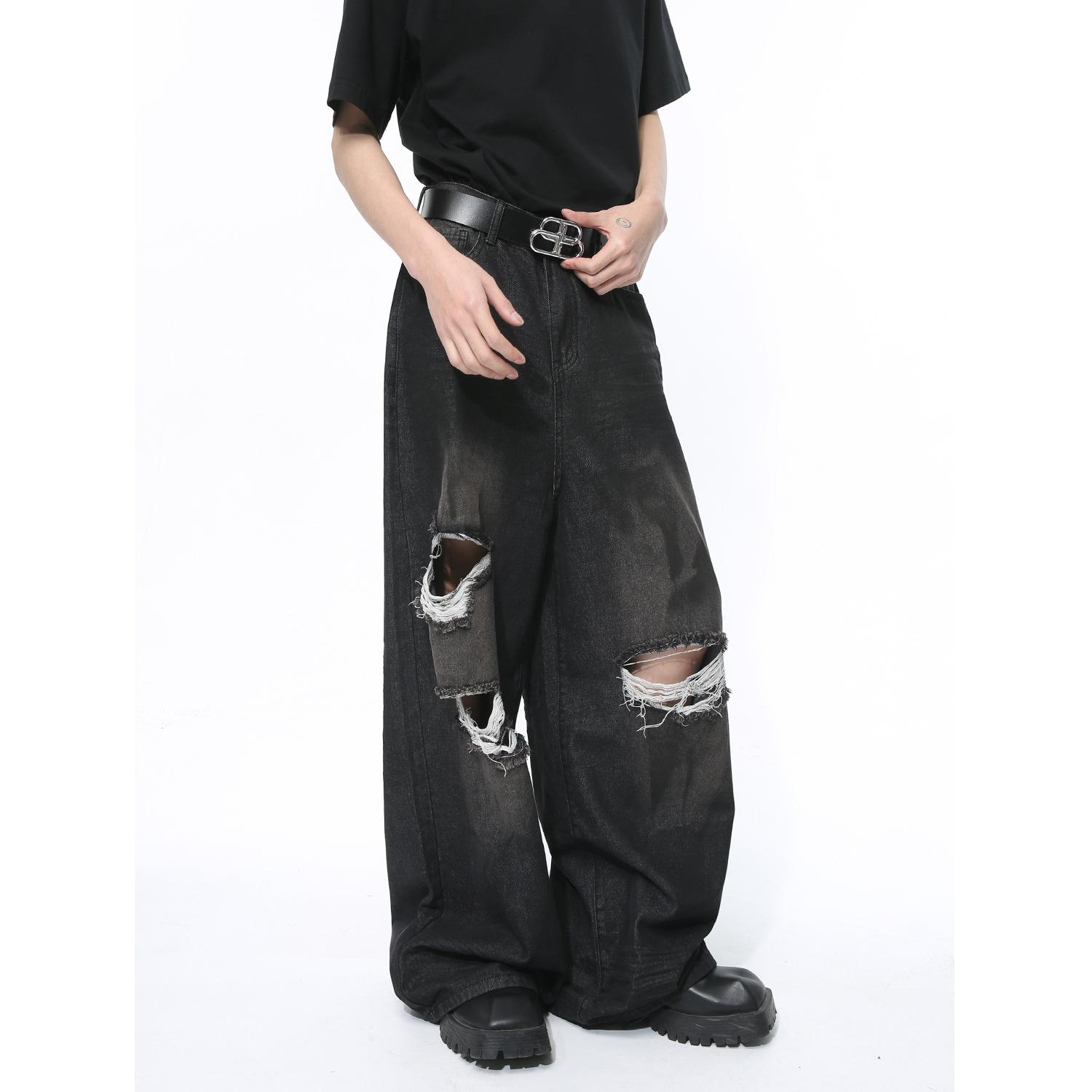 Мужская одежда Новый продукт American High Street Потертые прямые джинсы в стиле ретро — фото 3