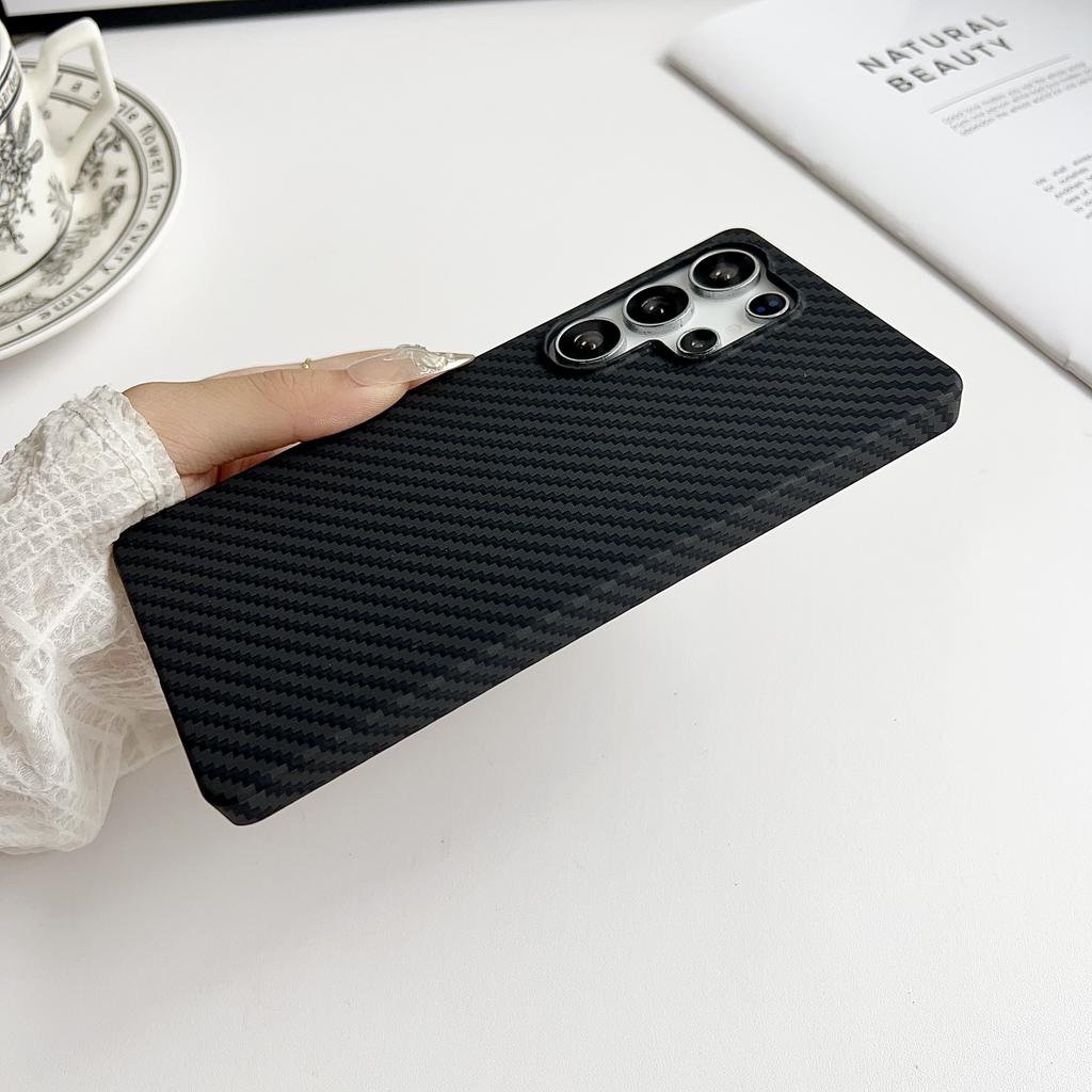 Ultra Thin Carbon Fiber Texture Case For Samsung Galaxy S22 S23 S24 S25 S26 Ultra Plus Black Blue Case Hard PC Phone Cover