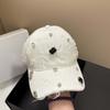 Torn Effect Rhinestone Baseball Cap Cotton Hip Hop Cap Luxury Hole Washed Hat  Outdoor Sports