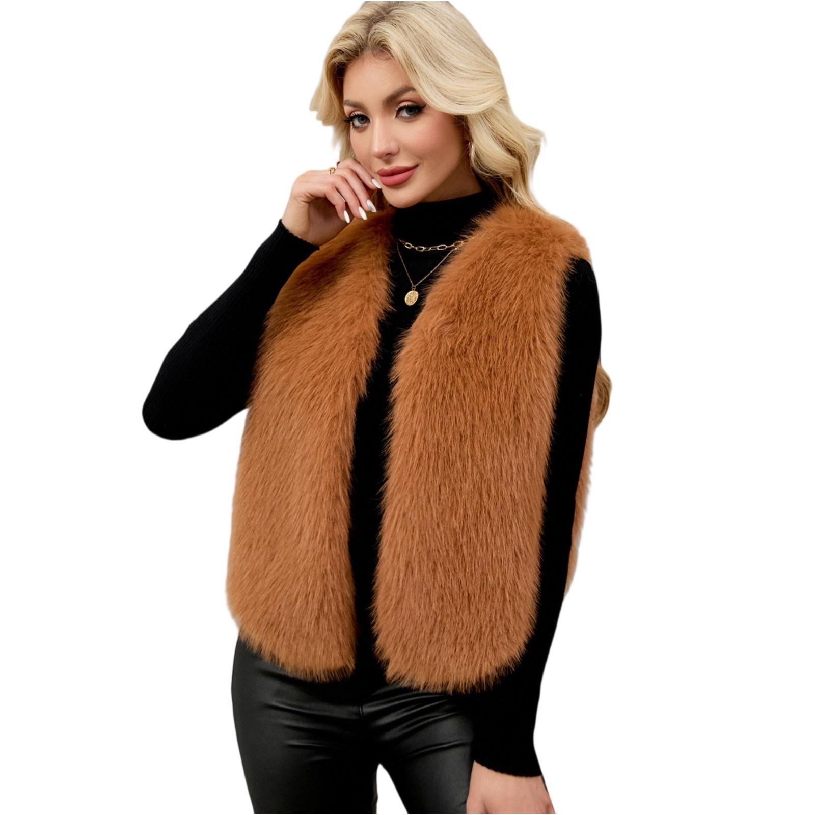 

Модный женский жилет с V-образным вырезом, куртка без рукавов S верблюд