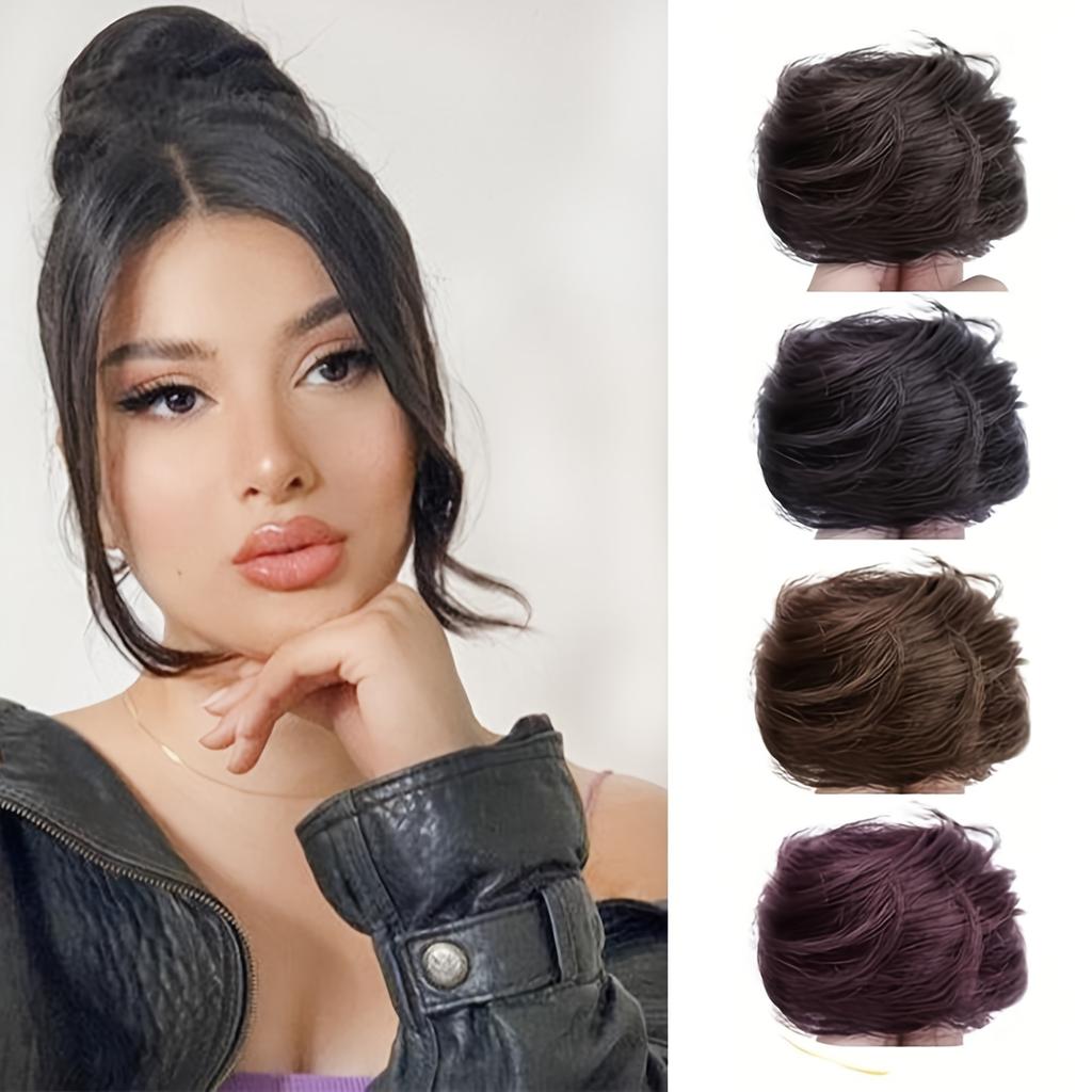 Messy Donut Hair Buns Tousled Updo Chignon With Elastic Hair Synthetic Hair Extensions Elegant Natural Looking For Daily Use Hair Accessories