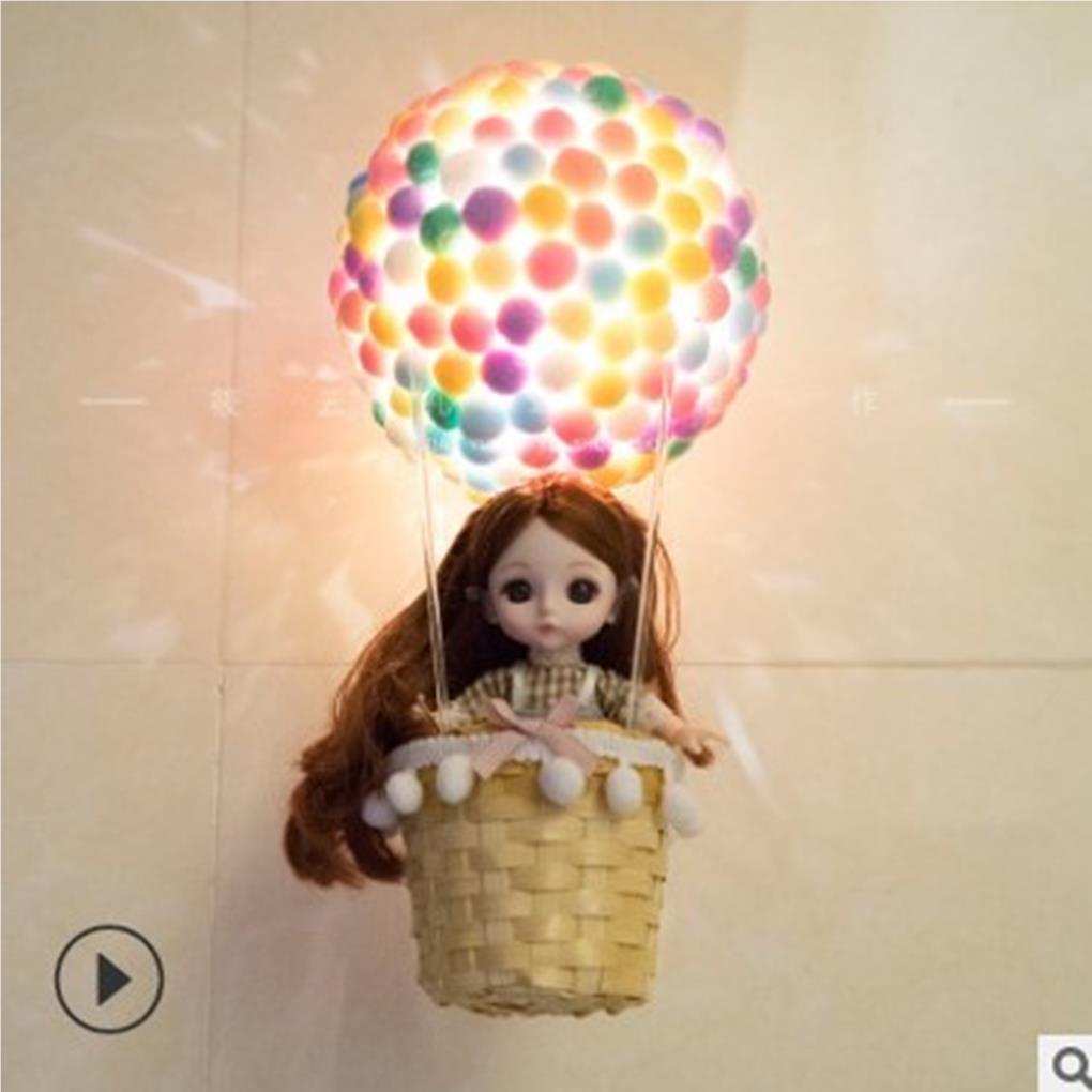 Lumină de Noapte Balon cu Aer Cald, Lampă de Masă/Birou Decorativă Handmade cu Coș de Ratan Pentru Decorare Iluminat Acasă