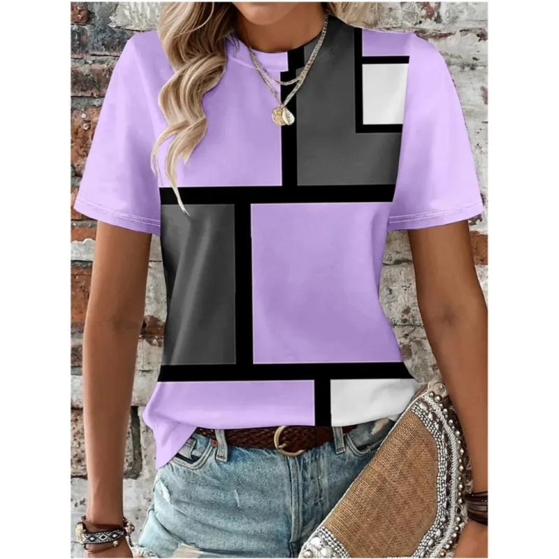 Soft Comfortable Printed Top Stylish Simple Short Sleeve Loose T-Shirts Women’s