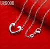 925 Sterling Silver Simple Open Heart Pendant Necklace - Stylish Evening Jewelry
