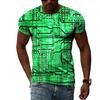 Summer Round Neck 3D Circuit Board Print T-shirts Fashionable Casual Short Sleeved Men's T-shirts