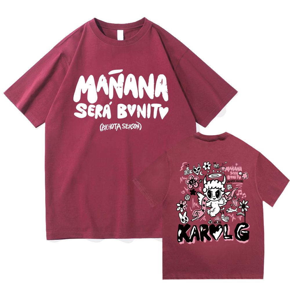 Karol G Bichota T-shirt Men's and Women's Fashion Manana Sera Bonito Collar Short Sleeved Summer Casual Fashion T-shirt